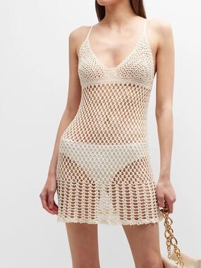 Cult Gaia silena beaded crochet dress - white